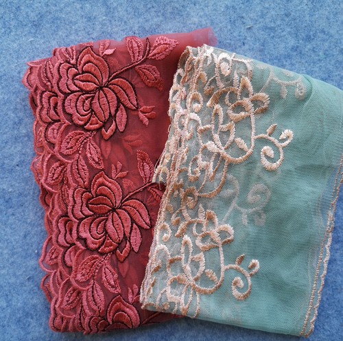 Lot10 Yard 4-5"Wide Tulle Lace/Embroidered Flower Red,Mint,Peach,Pink,Ivory h177 - Picture 2 of 5