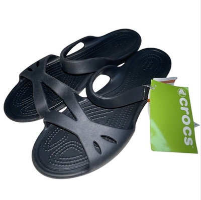 Crocs Women s Shoe Kelli Size 9  Black Slide Sandal Slip On Comfort Casual New