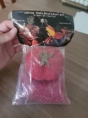 Vintage Leasure Times Bead Craft Kit DIY Beaded Fruit Kit Tomato Collectible
