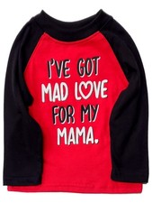 Toddler Boys Black Red Mad Love For Mama Long Sleeve Valentines Day Shirt 18 m