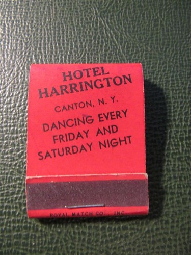 Streichholzheftchen - Hotel Harrington Canton NY Royal Match Safety First VOLLSTÄNDIG