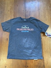Authentic Majestic Gray MLB Property of Phillies PA Youth Large New Shirt