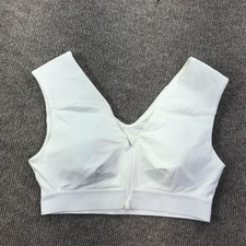 Tommie Copper Sports Bra Womens Medium White Shoulder Support Zip Front Posture