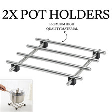 2x Stainless Steel Trivet Pot Stand 18x18cm Heat Resistant Pan Hot Plate Mat