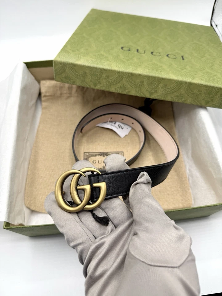 CINTURÓN GUCCI KIDS GG MARMONT - NEGRO - NUEVO EN CAJA - Imagen 2 de 4