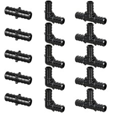 1/2" Poly PPSU Barb Crimp PEX Fitting, 15pcs PEX Fitting Combo, Elbows Tees S...