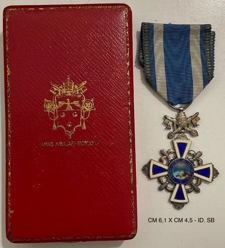 POPE PIUS XI PONTIFF MAX A.VI JUBILEE 1925 SILVER CROSS WORTHY + BOX