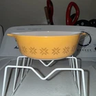 Vintage Pyrex 471 Town and Country 1 Pint Casserole Dish Orange Milk Glass Round