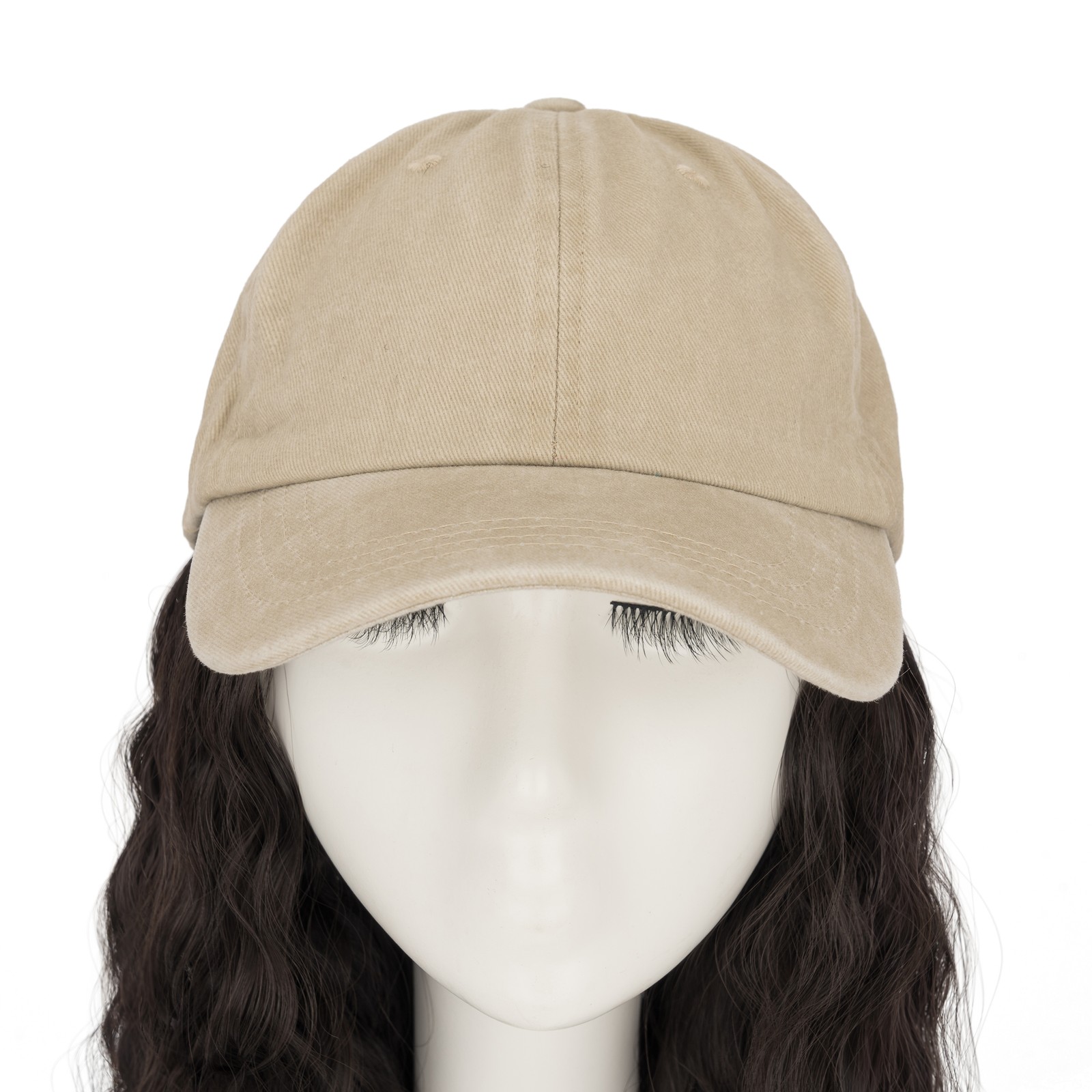 8" Short Curly Baseball Cap Wig Adjustable Baseball Hat with Attached Thick Hair - Thumbnail 4