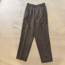 Giorgio Sant Angelo Wool Pants Womens 10 Brown Glen Plaid Pleated Vintage