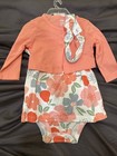 NWT! Carters 5 Piece Set 3-6 Months Pants Top Bodysuit  Floral Pink Headband — photo 1