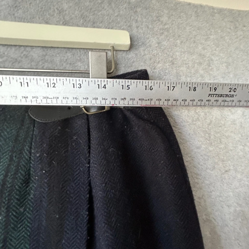 Maxi Falda Vintage Años 90 Talbots Azul Marino Envoltura de Lana Hebilla Cintura 12 Tela Italiana Y2K Foto 4 de 4