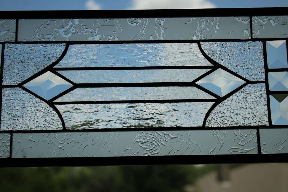 Clear, beveled stained glass window hanging sidelight ,transom ,obscure texture - Image 2 of 4