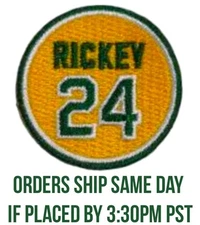 Rickey Henderson Memorial Jersey Patch  ~ A's Athletics ~ Dark Green Border