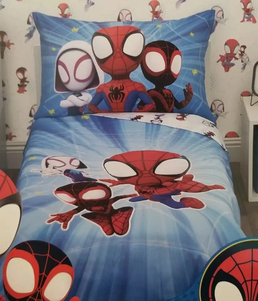 Novo com etiquetas Spider-Man Amazing Friends conjunto de cama infantil edredom lençóis fronha - Imagem 4 de 4