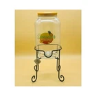 Juice Dispenser with Metal Base Water Dispenser Drinks Dispenser 3L Glass Dispenser