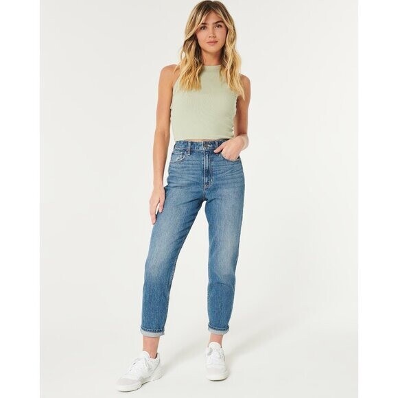 Hollister Ultra High Rise Mom Jeans Light Wash Size 28-image