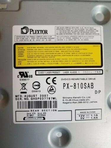 PLEXTOR PX-810SA 18x Super Multi DVD/CD Drive Burner Works Great USED - Image 3 of 4