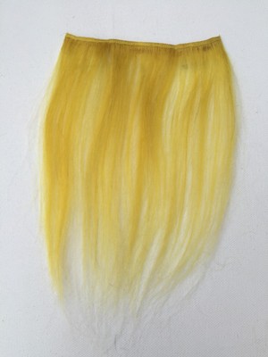 Clip in Echthaar Extensions Strähnen gelb auf weiß blond 1 Stück 5'' breit 8'' L