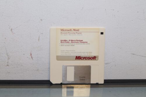 Vtg Microsoft Document Processing Program 3.0 Apple Macintosh 3.5" Floppy Disk - Afbeelding 1 van 3