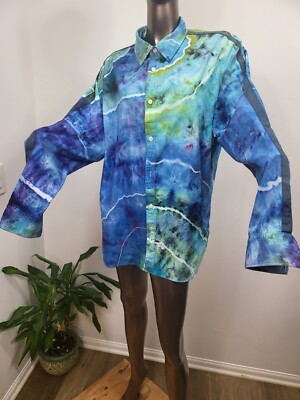Tiedye Button-up Slim Fit Hip Hop Rock N Roll, Hipster, Hippie, Rave, Party