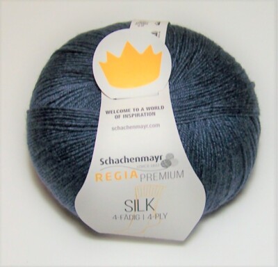 100gm ball Regia Premium SILK BLEND 4ply Fingering Sock yarn #00053 JEANS BLUE