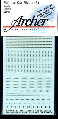 MW22 ARCHER 88133 PULLMAN CAR RIVET SET (SHEET 2)S SCALE DECAL  DECAL