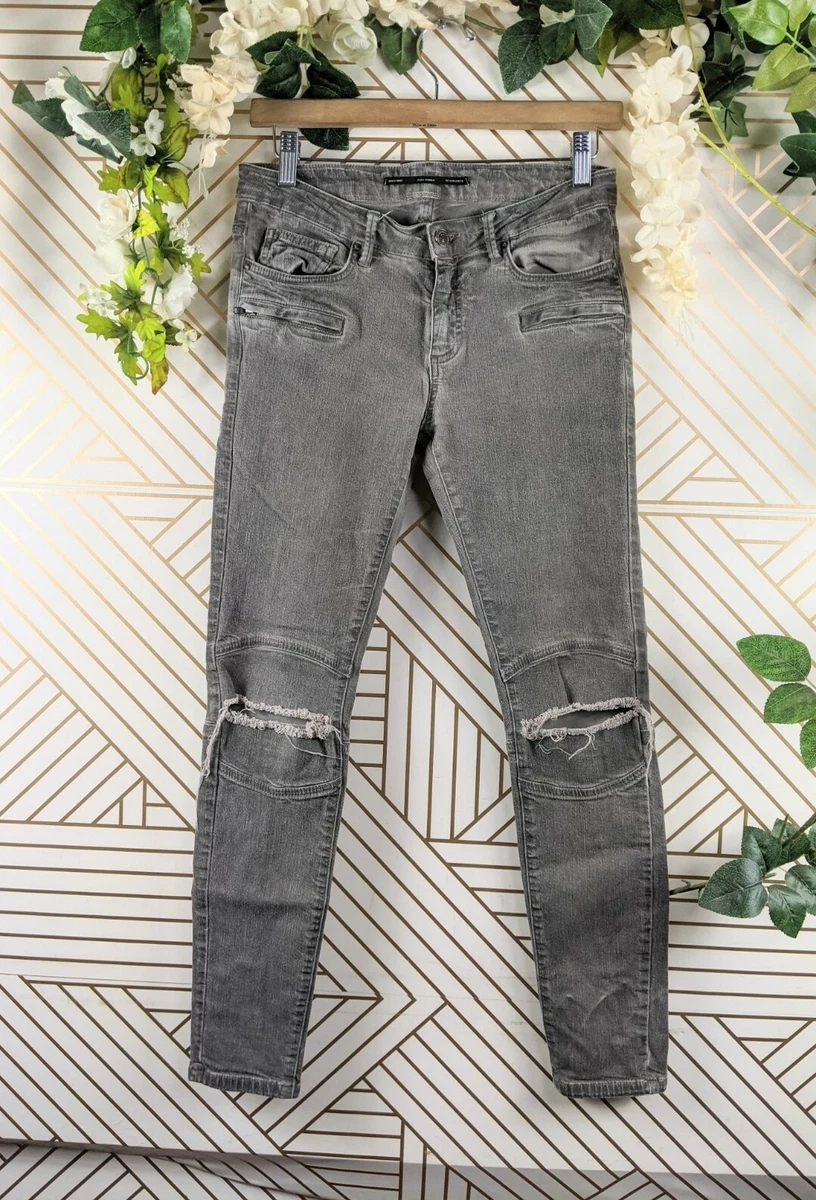 Zara Woman Grey Gray Skinny Jeans Size 4 Zip Fly zipper pockets