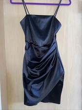 Windsor wrapped in stylish satin black dress Stretch Satin Small spaghetti strap