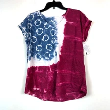 Style & Co Womens S American Tie Dye Short Sleeves T Shirt Top NWT AT61