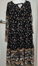 Jaase Dress Size XS Floral Loose Baggy 3/4 Sleeve Boho Hippie Gypsy EUC