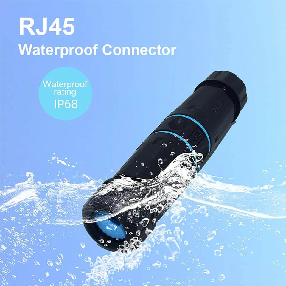 2x Waterproof RJ45 Shielded Female Jack Ethernet IP68 Outdoor LAN Cat6 Connector - Image 2 of 4