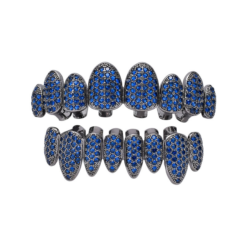 Hip Hop Grills Big 8 Top 8 Bottom Set Iced 5A+ Color CZ Rap