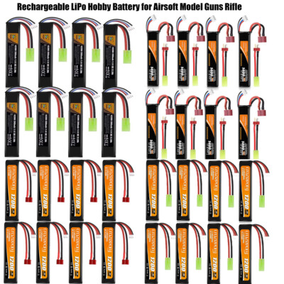 11.1V 2000mAh Airsoft Battery LiPo Rechargeable Hobby w/ Mini Tamiya Connector 