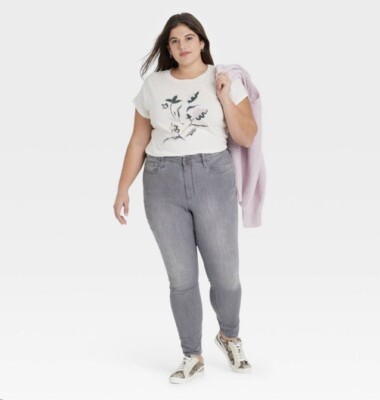Universal Thread Jeans Women's 22W Gray High-Rise Skinny Denim New