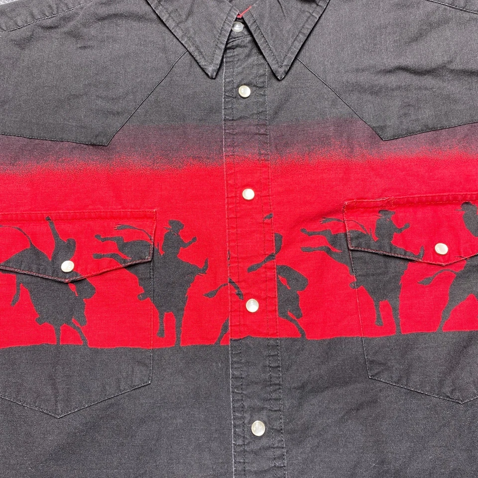 Camisa Rustler De Colección Para Hombres XL Roja Negra Perla A Presión Vaquero Western Rodeo Ranch Foto 2 de 4