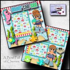 Under The Sea ocean beach 2 premade scrapbook pages paper piecing Printed Cherry