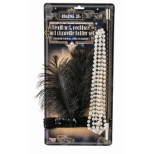 Roaring 20's Gatsby Flapper Feather Headband Costume Accessory Kit
