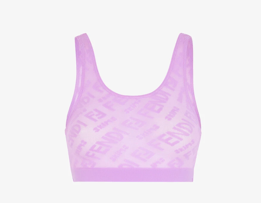 NEW!!! SOLD OUT!!! FENDI X SKIMS Purple Logo COLORADO Sheer Hosiery  Bralette Top