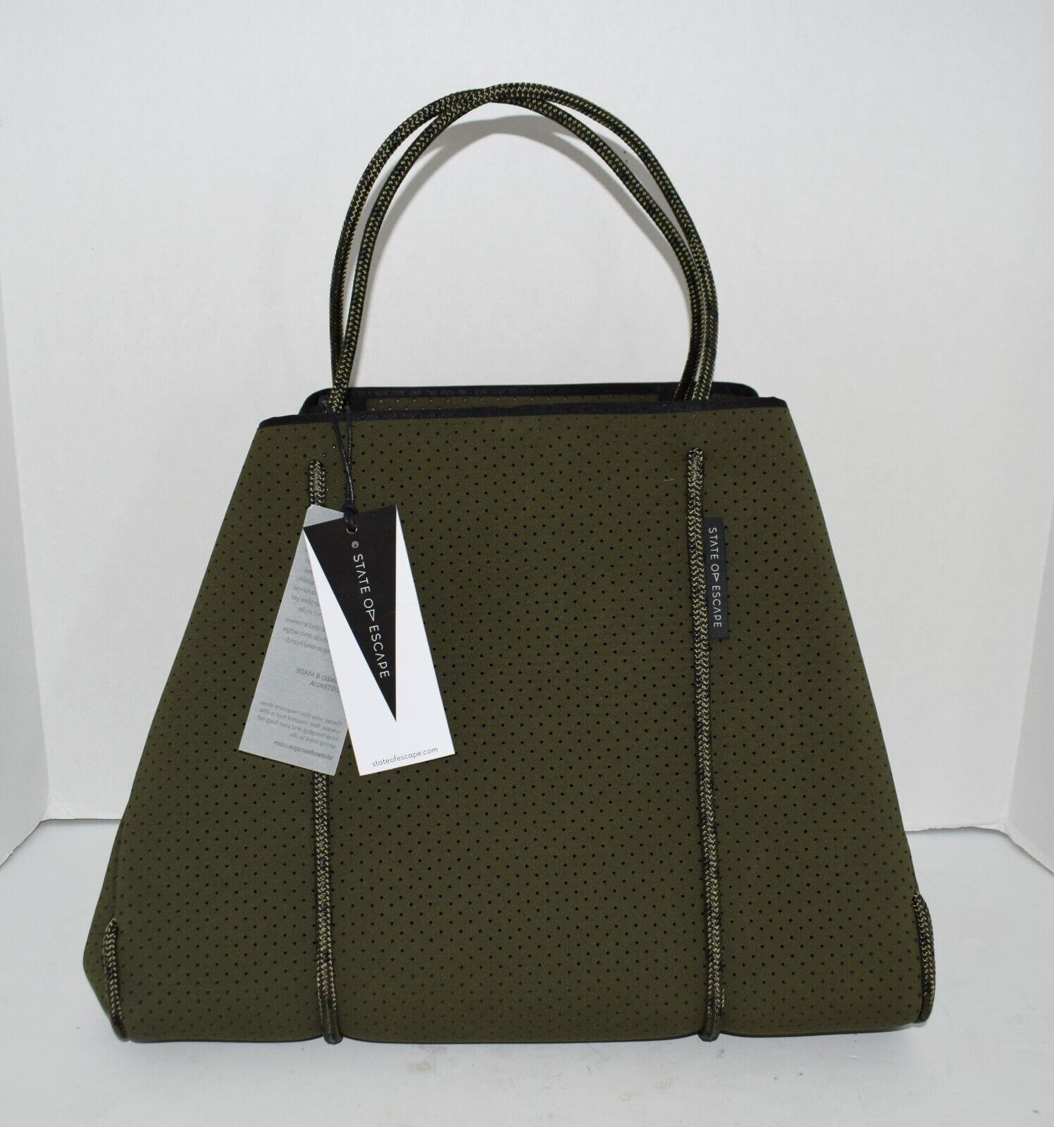 State of Escape Women's Escape Tote Perforated Bag in Sicilian Olive NWT