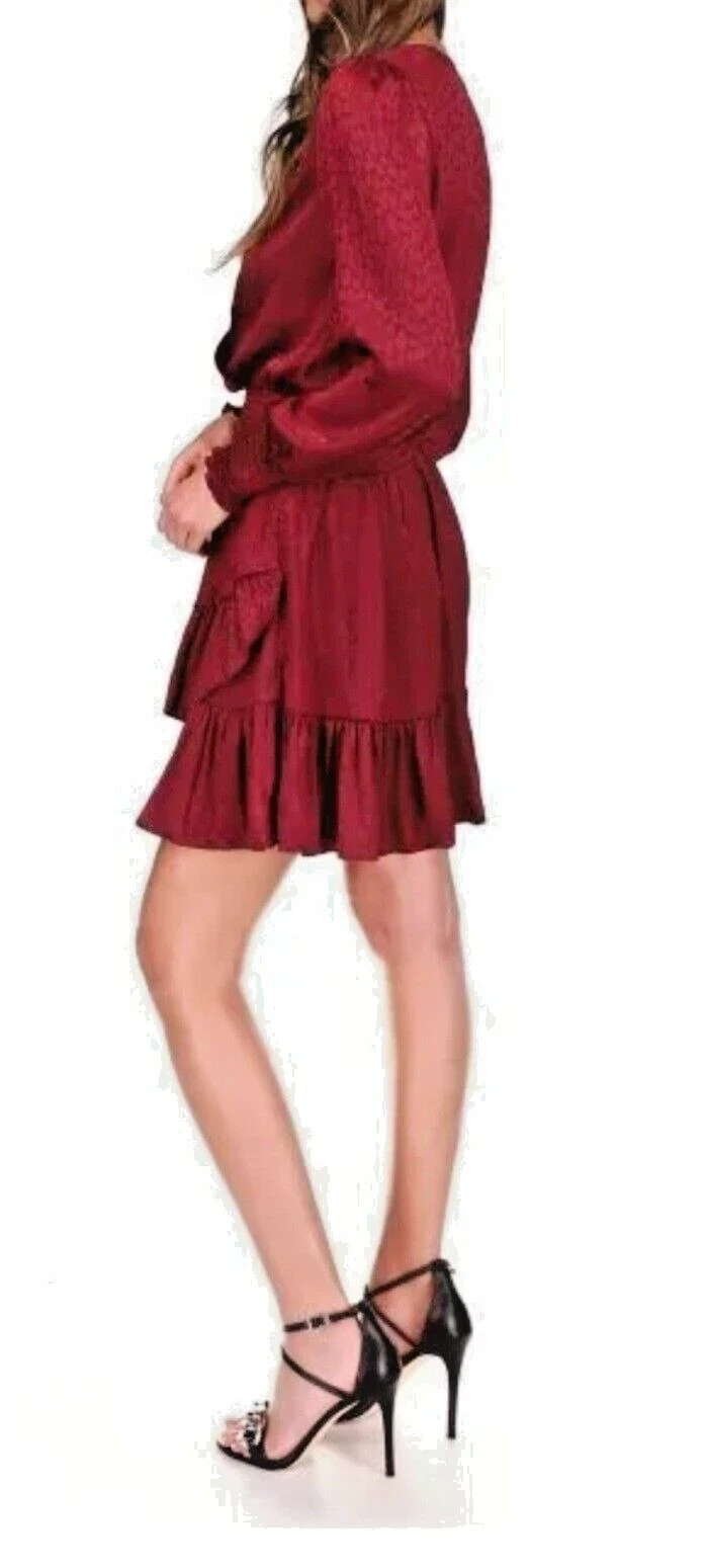 $165 MICHAEL KORS RARO Julia modello ghepardo scuro ROSSO RUBINO XS ABITO STAGIONE