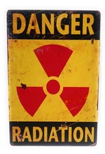Danger Radiation Metal Funny Tin Sign, Warning Sign Mancave Bar Or garage Plaque