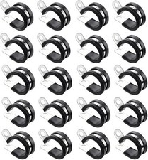 Rubber Lined P Clips Cable Mounting Hose Pipe Clamp Stainless Steel Size 6-70mm