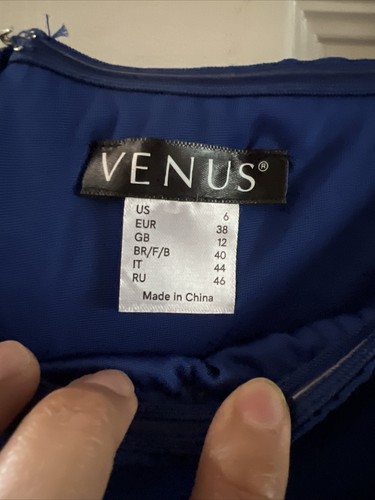 Venus Damen blaues Kleid 6 schulterfrei Slip Rüschenärmel Cocktail Anlass - Bild 8 von 23