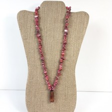 Vintage Pink Dyed Shell Necklace Nature Sea Bohemian Handmade