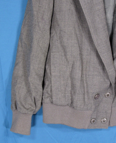 Vintage LILLI ANN melierte graue WOLLJACKE gebänderter Saum eleganter Bomberstil XL/1X/18 - Bild 4 von 11