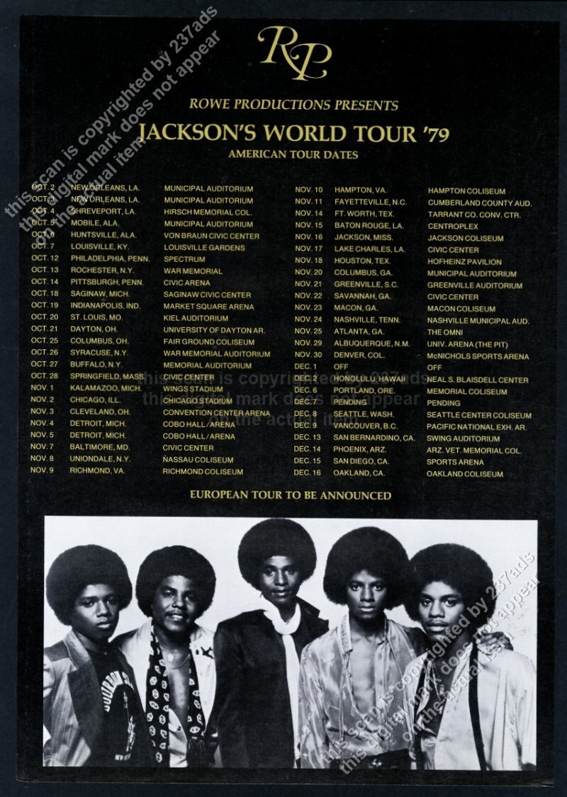 マイケルジャクソン最高‼️値下げ‼️ジャクソンズ1979ツアーパンフレット 1979 Michael Jackson Jacksons photo world tour dates list vintage