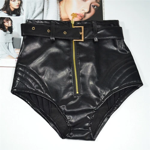Women's High Waist PU Leather Shorts Hot Pants Nightclub Bar DJ Jazz Dancewear - Picture 5 of 9