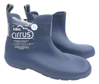 New Totes Cirrus Everywhere Chelsea Blue Waterproof Comfort Rain Boots Womens 11