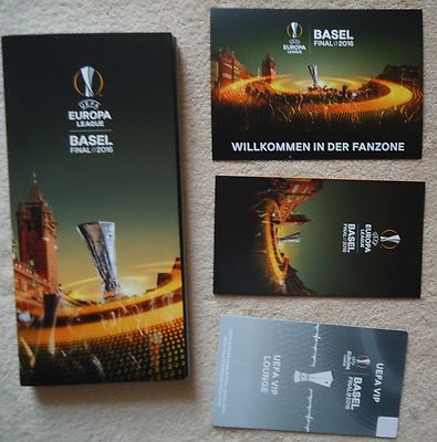 4 items Map Fan Info, Postkarte, VIP Lounge UEL Final 2016 Liverpool - Sevilla 